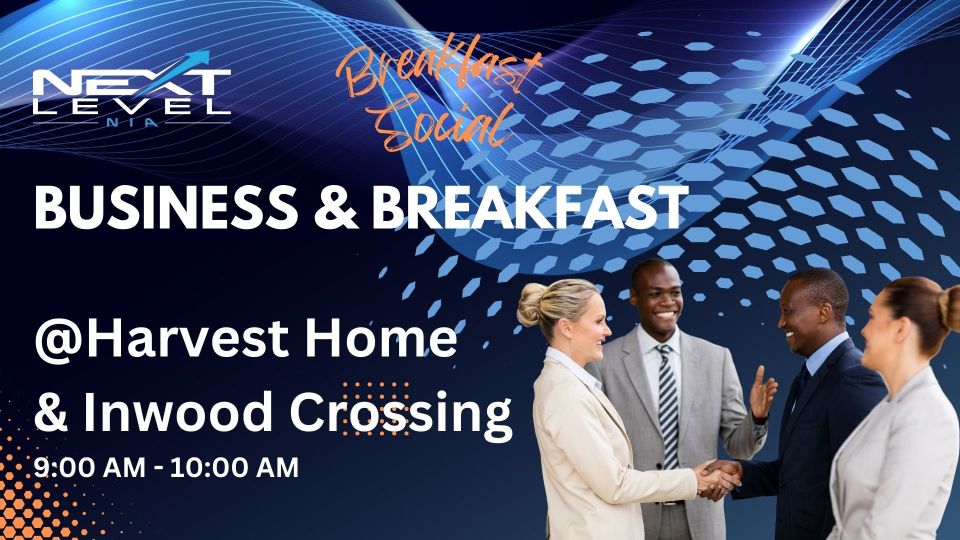 Business & Breakfast.Exciting Announcement!Join us for an unforgettable morning at "Business & Breakfast."Looking to boost your professional network while enjoying a delicious breakfast spread? Look no further!📅 Date: 02/19/2025🕒 Time: 9:00 AM to 10:00 AM📍 Location: Harvest Home & Inwood CrossingAt "Business & Breakfast," you'll have the chance to:✨ Connect with local professionals in a relaxed setting✨ Forge valuable relationships that could open doors for collaboration and growth✨ Enjoy a scrumptious breakfast while discussing business ideas and strategiesDon't miss out on this golden opportunity to fuel your morning with networking and tacos! ✨RSVP now and secure your spot! See you there! 🎉 #BusinessAndBreakfast #NetworkingEvent #ProfessionalGrowth