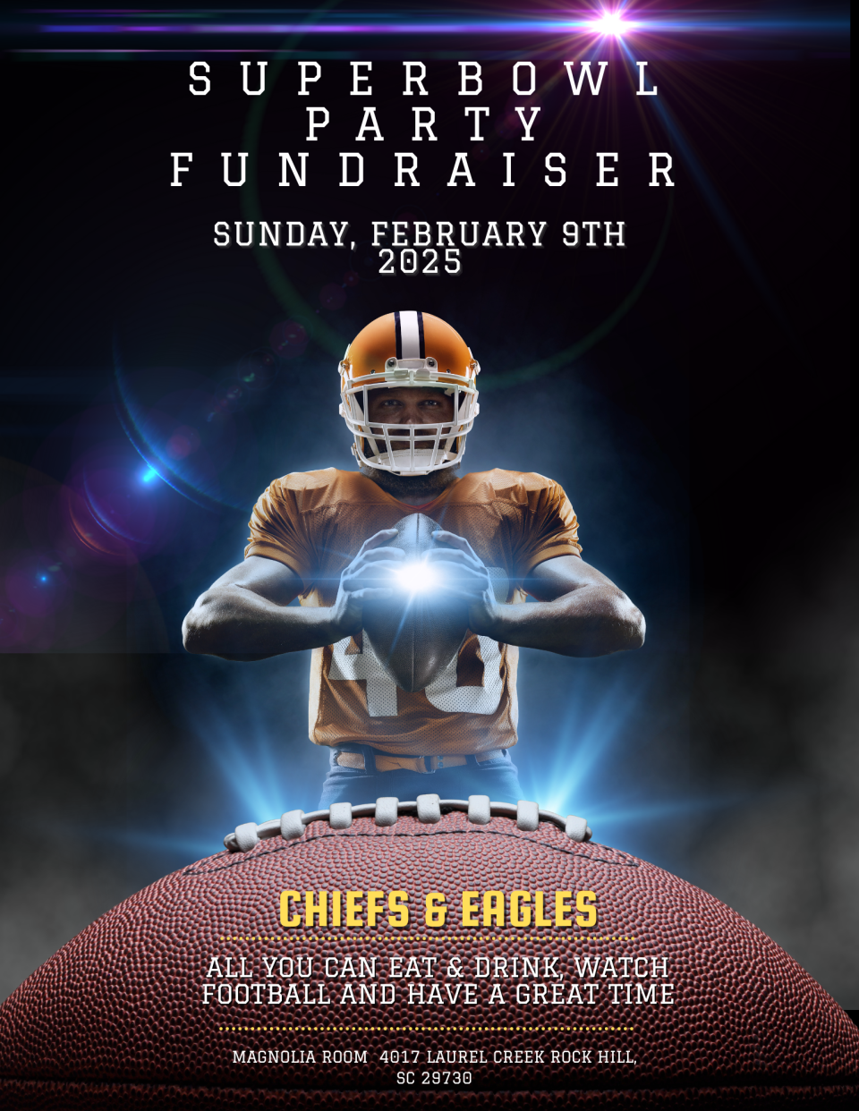 🌟 Join Us for The Haven Men's Shelter Super Bowl Party Fundraiser! 🏈🍹📅 Date: Sunday, February 9, 2025📍 Location: Magnolia Room, Rock Hill, SC⏰ Time: Doors open at 5 PM🎉 It’s more than just a game – it’s a chance to make an impact! Join us for an unforgettable evening filled with:✔️ A live Super Bowl viewing experience✔️ Delicious food and drinks✔️ A Wine Pull fundraiser✔️ Raffles, games, and fun surprisesEvery ticket purchased and every dollar raised will go directly toward supporting the life-changing programs at The Haven Men's Shelter. Together, we’re building stronger communities and helping those in need. 💙🎟️ Get Your Tickets Now: https://www.eventbrite.com/e/1075909076009?aff=oddtdtcreator📞 Sponsorship Opportunities Available! Contact us at 803-328-1143.💬 Tag your friends, share this post, and let’s make this Super Bowl Party one to remember – for the game and the cause!#TheHavenMensShelter #SuperBowlParty #FundraiserForACause #RockHillEvents #NetworkInAction #GivingBack