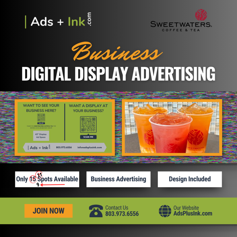 🚀 Exciting Opportunity for Local Businesses in Indian Land, SC! 🚀Sweetwaters Coffee & Tea in Indian Land is now offering a unique digital display advertising opportunity! We are welcoming only 15 businesses to showcase their services, ensuring industry exclusivity. With only 9 spots left, now is the perfect time to join and gain visibility among our wonderful community. Don't miss out on this exclusive chance to reach your target audience in a high-traffic, cozy setting. 🌟Interested? Contact us today to secure your spot!